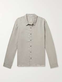 Льняная рубашка, окрашенная в готовом виде JAMES PERSE, серый