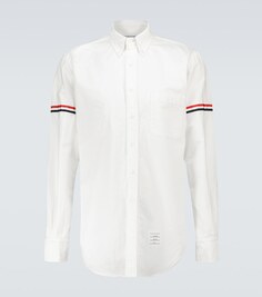 Рубашка в крупный рубчик с нарукавной повязкой Thom Browne, белый