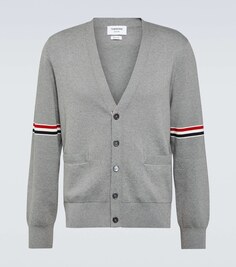 Кардиган из хлопка с отделкой Ticolor Thom Browne, серый