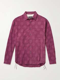 Жаккардовая рубашка из смеси хлопка и льна Merely Made, фиолетовый