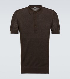 Рубашка-поло из хлопка и шелка Tom Ford, черный