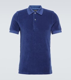 Рубашка поло из хлопковой махровой ткани Tom Ford, синий