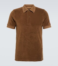 Рубашка поло из хлопковой махровой ткани Tom Ford, коричневый