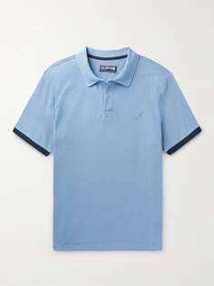 Рубашка поло из хлопка-пике с вышитым логотипом VILEBREQUIN, синий