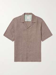 Льняная рубашка со сменным воротником PAUL SMITH, коричневый