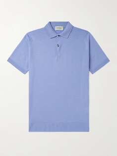 Рубашка поло облегающего кроя из шерсти мериноса и пике JOHN SMEDLEY, синий