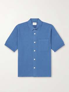 Трикотажная рубашка Rollo из смеси льна и хлопка NORSE PROJECTS, синий