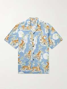 Рубашка Tiger с трансформируемым воротником и принтом из смесового хлопка Go Barefoot, синий