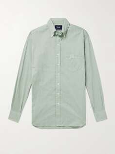 Хлопковая оксфордская рубашка с воротником на пуговицах DRAKE&apos;S, зеленый Drakes