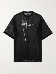 Oversized-футболка из переработанной сетки с вышивкой Champion Tommy RICK OWENS, черный
