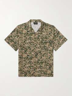 Хлопковая рубашка с принтом Lloyd с откидным воротником A.P.C., зеленый
