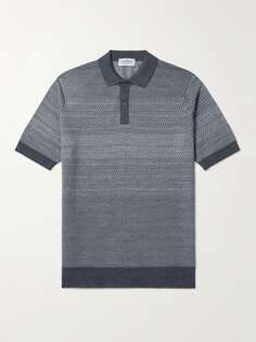 Рубашка поло из шерсти мериноса жаккардовой вязки JOHN SMEDLEY, серый