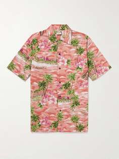Хлопковая рубашка с принтом Waikiki и трансформируемым воротником Go Barefoot, коралловый