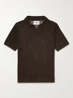 Льняная рубашка-поло Bernhard NN07, коричневый
