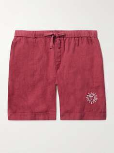 Льняные пижамные шорты с вышивкой DESMOND &amp; DEMPSEY, красный