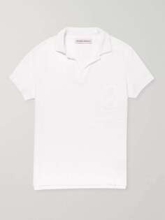 Рубашка поло из хлопка и махровой ткани Slim-Fit с раскладным воротником ORLEBAR BROWN, белый