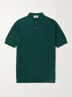 Рубашка поло облегающего кроя из шерсти мериноса и пике JOHN SMEDLEY, зеленый