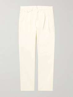 Классические прямые хлопковые брюки со складками La Paz, кремовый