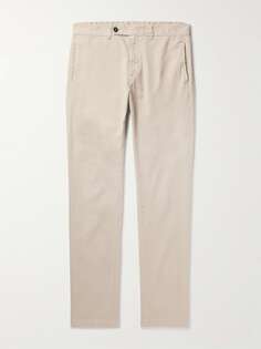 Узкие прямые брюки из смесового хлопка со складками MASSIMO ALBA, бежевый