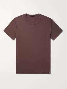 Облегающая футболка из эластичного хлопкового джерси TOM FORD, коричневый