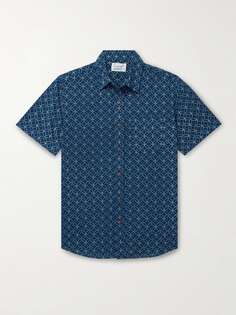 Рубашка из хлопка и поплина с тропическим принтом FAHERTY, синий