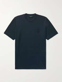 Облегающая футболка из хлопкового джерси с вышитым логотипом DUNHILL, синий