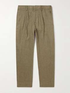 Плиссированные льняные брюки прямого кроя Bill 1196 NN07, зеленый