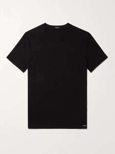 Приталенная футболка из эластичного хлопкового джерси TOM FORD, черный