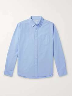 Хлопковая оксфордская рубашка с воротником на пуговицах ALEX MILL, синий
