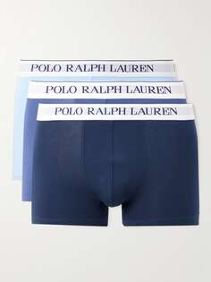 Комплект из трех трусов-боксеров из эластичного хлопка POLO RALPH LAUREN, синий