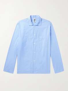Пижамная рубашка Camp-Collar из органического хлопка и поплина TEKLA, синий