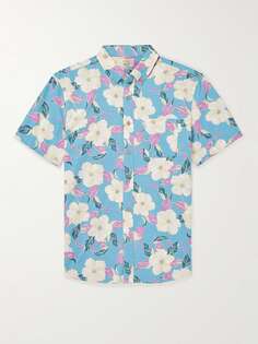 Рубашка Breeze с воротником на пуговицах и цветочным принтом из конопли FAHERTY, синий