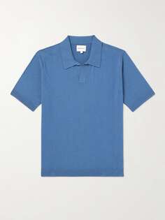Рубашка поло из смеси льна и хлопка Leif NORSE PROJECTS, синий