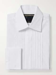 Рубашка-смокинг из хлопкового поплина со складками и двойными манжетами Favourbrook, белый