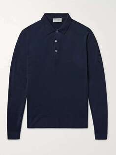 Рубашка-поло Belper Slim-Fit из шерсти мериноса JOHN SMEDLEY, синий