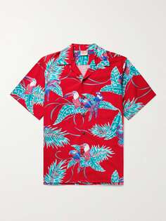 Хлопковая рубашка с принтом Tropical Birds Camp-Collar Go Barefoot, красный