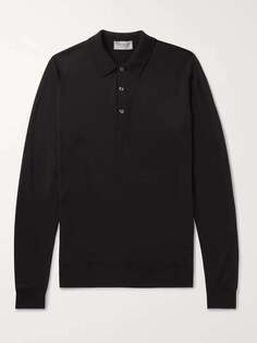 Рубашка-поло Belper Slim-Fit из шерсти мериноса JOHN SMEDLEY, черный