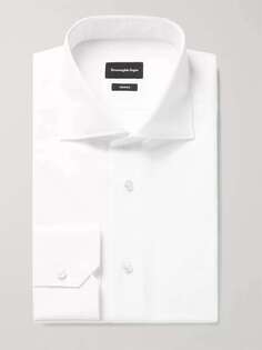 Рубашка Trofeo Slim-Fit с воротником-стойкой из хлопка и поплина ZEGNA, белый