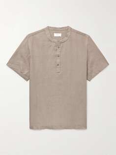 Льняная рубашка на пуговицах ONIA, коричневый