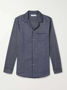 Пижамная рубашка из хлопкового твила с начесом DESMOND &amp; DEMPSEY, синий