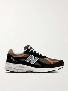 Кроссовки 990v3 из сетки и замши с кожаной отделкой NEW BALANCE, черный