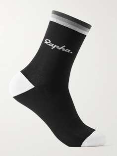 Носки стрейч-трикотаж в полоску с логотипом интарсия RAPHA, черный