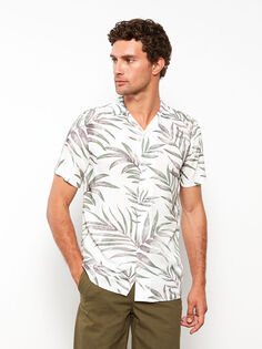 Мужская рубашка из вискозы с коротким рукавом и узором, классический крой LCWAIKIKI Classic