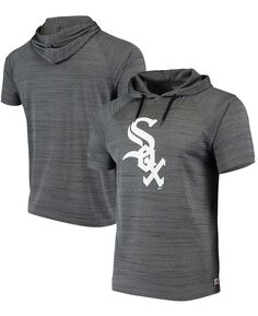 Мужской пуловер с капюшоном с короткими рукавами heather black chicago white sox raglan Stitches, мульти