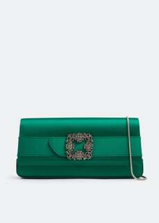 Клатч MANOLO BLAHNIK Gothisi satin clutch, зеленый