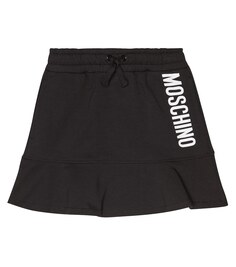 Юбка из смесового хлопка с логотипом Moschino, черный