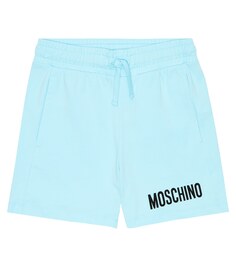 Шорты из смесового хлопка с логотипом Moschino, синий