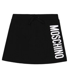 Юбка из смесового хлопка с логотипом Moschino, черный