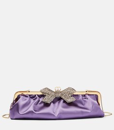 Украшенный атласный клатч Gucci, фиолетовый