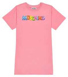 Платье-футболка из смесового хлопка с логотипом Moschino, розовый